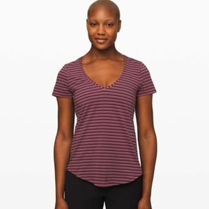 Lululemon Love Tee VStep Stripe Plumful Arctic Plum